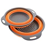 折りたたみ式コランダーフルーツ野菜洗濯バスケットStrainerキッチンツール L ブラウン