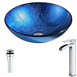 Clavierシリーズのdeco-glass Lustrousブルーwithキーでシンク蛇口ポリッシュクローム