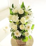 [KY144]供花アレンジメント　G&W Basket（グリーン・白系）＜　法事　法要　四十九日　命日　お彼岸　初盆　お盆　お供え花に　＞