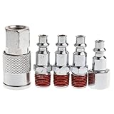 Perfk エアーカップリング　カップラー　空気圧　アダプタ　1/4インチ　亜鉛合金　５個入り　