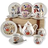 Beatrix Potter 15 Pc Large Tea Set W Peter Rabbit By Reutter Porcelain Dishwasher Safe [並行輸入品]