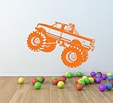 Kids Monster Truck壁デカールステッカー－28 " × 19 "高、モンスタートラック壁、部屋、男の子の部屋の装飾hk12モンスタートラックデカール、モンスタートラックアート、モンスタ