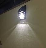 LED ライト ソーラー 人感センサー 日本語説明書付 玄関 　防犯 ガレージ ステンレス製 軒先 夜間自動点灯 白球色 (ブラック【白球色】)