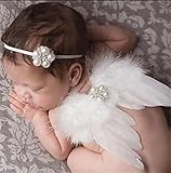 TimeCollect ベビーキッズ 赤ちゃん かわいいフラワー 天使の翼用 キッズ 赤ちゃん服 写真撮影 白　緑 出産祝い、プレゼント、お誕生日、お披露目などに