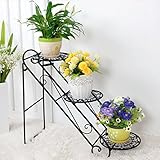 Plant shelf アイロンフラワーポットラック、3段プラントディスプレイスタンド盆栽ホルダーガーデンパティオインテリアシェルフホルダーブラック Flower racks ( 色 : A , サイ