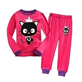 Hooyi 赤ちゃん女の子パジャマ綿長袖猫パジャマ セットします。 (110（5歳）)