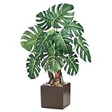 Faux Philodendron Artifical Potted Plant withセラミックベース、テーブルトップ19 " H