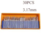 SNHUATONG 30pcs 3.17mm 1/8 ''シャンクロータリーバードリルビットダイヤモンド切削研磨研削彫刻ロータリーDIY研磨工具セット