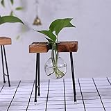 Liebeye 花瓶 ガラス製 水耕栽培 一輪挿し 置物 水耕栽培容器　ポトス 透明　花器 フラスコ形 スタンド付き 家飾り　ギフト 1個タイプ