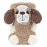 Tadpoles Animal Pals Rolled Sherpa Blanket, Percival Puppy/Taupe by Tadpoles [並行輸入品]