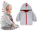 Hedea (ヘデア) キッズ 男の子 フード付き パーカー 子供 赤ちゃん 女の子 ジップアップパーカー (100cm, グレー)