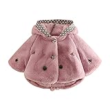 LittleSpring ベビー コート ジャケット もこもこ マント ふわふわ 耳付き パーカー キッズ 女の子 防寒 あったか 秋冬物 子供服 ポンチョ ピンク 120