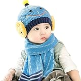 (よキーよ)Yokeeyo ニット帽子とマフラーのセット 耳まであたたかキャップ 赤ずきんちゃん風マフラー ニットキャップ 可愛い耳当て ハット 赤ちゃん キッズ 男の子 女の子 男女児 秋冬 防寒 