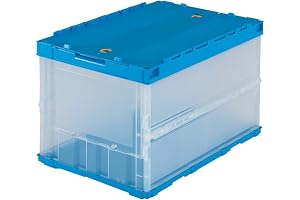 トラスコ中山(TRUSCO) 薄型折りたたみコンテナ 50Lロックフタ付 透明 TR-C50B-TM 収納ケース 収納ボックス
