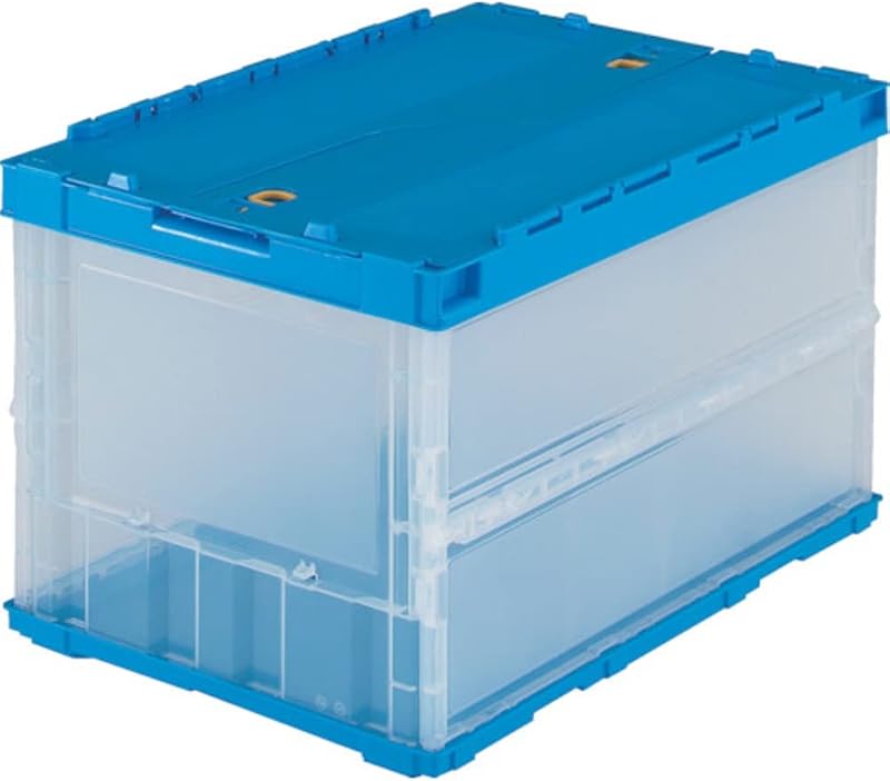 トラスコ中山(TRUSCO) 薄型折りたたみコンテナ 50Lロックフタ付 透明 TR-C50B-TM 収納ケース 収納ボックス
