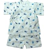 盛夏 甚平(ジンベイ) 【日本製】リップルプリント昆虫柄甚平スーツ 95cm/オフシロ NO.OG-1603