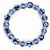 Amazon シンプルな邪眼ハンド宗教チャームブルービーズラッキーブレスレットベストマッチトルコのブレスレット ブレスレット 通販