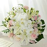 BunBunBee 旬のおまかせアレンジLL「ホワイト＆ピンク～オーキッド～」