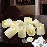 Flameless Candles LED Votive Unscented Tealight | Remote Control Timer Tea Lights | Include Battery 