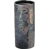 花瓶 : 黒焼締金彩流し 8号寸胴 滝清ー7