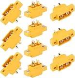 Amass 10 PCS XT60EW-M マウント可能な XT60E オス プラグ コネクタ RC ドローン 航空機 FPV レーシング ドローン用 (黄色)