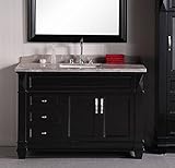 Design Element Hudson Single Under-Mount Sink Vanity Set with Badel Gray Marble Countertop 48-Inch [