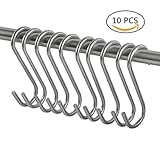 (10pcs S-Hooks) - 10 pcs Stainless Steel Hooks - BeiLan S Shaped Storage Holders Organiser Hanging H