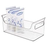 mDesign Baby Food Organizer Bin with Handles for Breastmilk Storage Bags/Formula - Clear [並行輸入品]