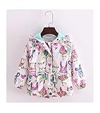 WIN　花柄　ウインド ブレーカー フード ジャケット カッパ レイン コート 長袖 女の子 子供服　スプリングコート　キッズコート　子供服　子供コート　キッズ服　女の子服 (90cm)