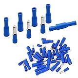 BESTU ギボシ端子 1.5-2.5mm² 15A オス メス 各100個セット スリーブ付き 差込形ピン端子パック 圧着端子 電線接続用 絶縁圧着端子セット PVC完全絶縁 MPD 2-156 FRD2-156 A.G.W16-14 青