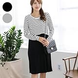 】授乳 ワンピース ボーダー 切り替え 定番 長袖 /SOD5302