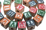 Mini Wood Alphabet Block Beads - Perfect Fine Motor Learning Activity for Toddlers and Preschoolers.
