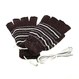 lsgoodcare USB 2.0ストライプパターン指なし暖房ニットウール手暖かい手袋手袋