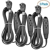 Aurum Cables 10-Feet 3 Outlet Extension Cord Indoor/Outdoor Extension Cord 16AWG 3 Pack - Black - UL