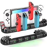 充電ドック 任天堂スイッチコントローラー対応 ジョイコントローラー充電ステーション 8つのゲームストレージ付き オリジナル&OLEDモデル駆動 6つのジョイコントローラー充電用スイッチ充電器スタンド (ブラック)