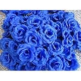 elegantstunning ウェディング/パーティーローズ造花　バラの造花　 インテリア花　新婚部屋装飾 バレンタインデー　ホワイトデー　プロポーズ 記念日 誕生日 50個　ブルー
