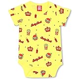 【アウトレット品】 ベビードール ベビー肌着 バーガー柄(半袖ボディスーツ型) 子供服 90 イエロー