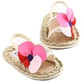 LINKEY Infant Baby Girls Summer Straw Braided Flower Soft Sole Slide Sandals Beginer Walker Shoes Si