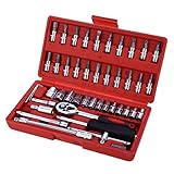 46pcs 1/4-インチソケットセット車の修復ツール自動ラチェットトルクレンチコンボキット
