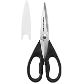 KitchenAid All Purpose Kitchen Shears with Protective Sheath Durable Stainless Steel Scissors, Dishwasher Safe, Soft Grip Com