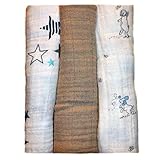 ジャッキー・の赤ちゃんの男の子100 %コットンモスリンReceiving Blankets – Stars and Puppies US サイズ: 0-3 Months カラー: ホワイト