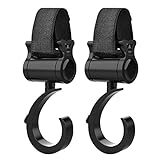 CARRY ALL BEFORE ONE ベビーカーフック バッグ 荷物 360度 回転 自転車 バギー マジックテープ 安全 全方向 フック2個セット ブラック