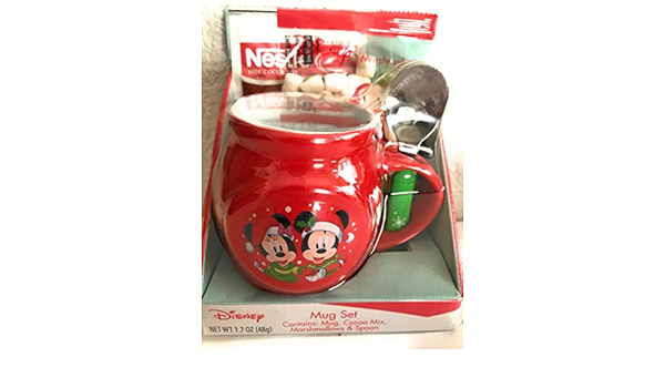 Amazon Co Jp ディズニー ミッキーとミニー ホリデーマグセット ホットココアとマシュマロとスプーン付き ホーム キッチン