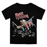 Iron Maiden アイアンメイデン Trooper Distressed トゥルーパー 公式 ブラック 黒 幼児用シャツ (３ヶ月～２歳)