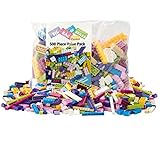 Building Bricks - 500 Pc 'Big Bag of Bricks' Bulk Pastel Friends-colored Blocks with 27 Roof Pieces 