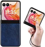 Motorola用 Moto Razr 50 / 50s / 60 / 60s 全通用 ケース ストラップ 同梱 耐衝撃 軽量型 モトローラ レーザー 50d M-51E カバー レーザー 60D M-51F スマホケース レーザー50s Razr50 Razr60 case 【GoKIGIoD】 レザー調 ハード バンパー 指紋防止 携帯カバー ビジネス 磁石無し レトロ ネイビー