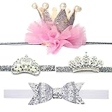 Elesa Miracle Babyヘアアクセサリー4pc Baby Girl Shiny Bowクリスタルクラウンヘッドバンド値設定