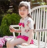 「楽々セレクトショップ」DUDU&MUMU正規品　大人気　可愛い子供用水着 女の子 花柄 スクール セパレート 上下セット 女児 ガールズ ビキニ キャップ付き 海水浴 スイミング ベビー フリル ス