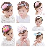 【爱莉セレクトショップ】 7点セット ベビー ヘアアクセサリー ヘアバンド 髪飾り 髪留め カチューシャ 赤ちゃん ベビー 花 かわいい 出産祝い 誕生日 プレゼント (B-セット)