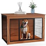 Alebert｢アレベルト｣ 犬 ケージ ペットケージ 木製 犬サークル 大中型犬用 サークル 室内 犬 ウッディサークル インテリア調 毛布付き 頑丈 オシャレ (ブラウン, Mサイズ)